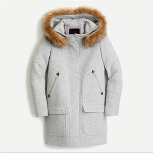 J. Crew Chateau Parka in Italian stadium-cloth wool Gray Coat Size 0